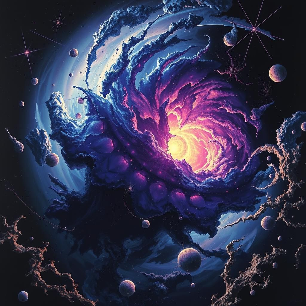 Collapsing Star: A Cosmic Dance of Sapphire and Amethyst