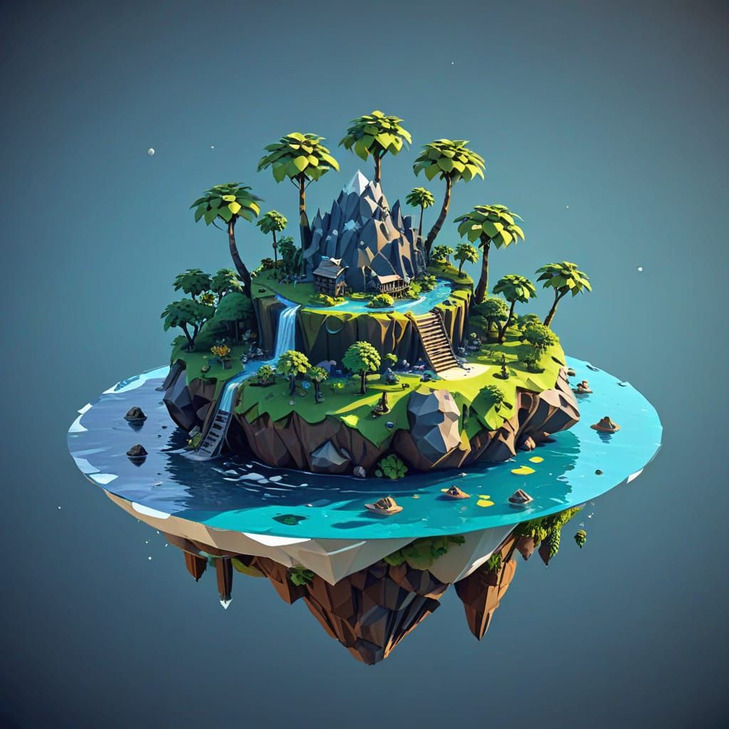 Low Poly Floating Island Dreamscape