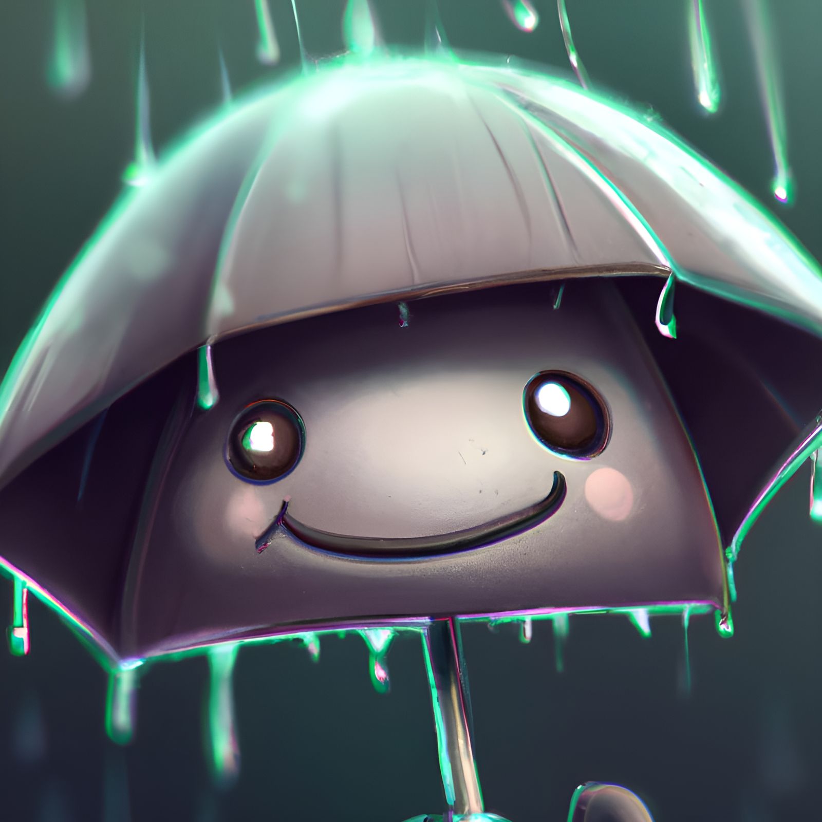 Adorable Happy Umbrella Portrait in the Rain