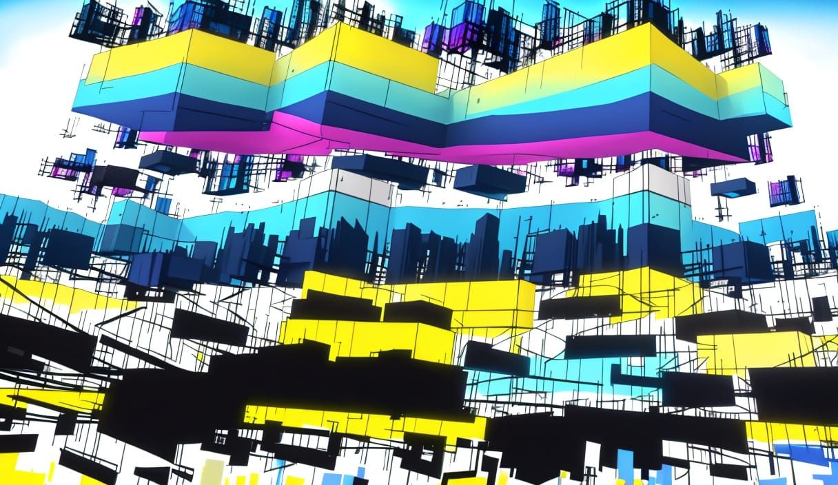 Futuristic Cityscape in Abstract Expressionism Style