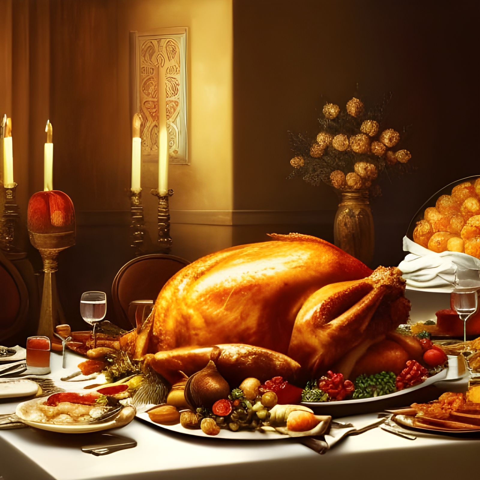 Thanksgiving Feast: A Volumetric Still Life Masterpiece