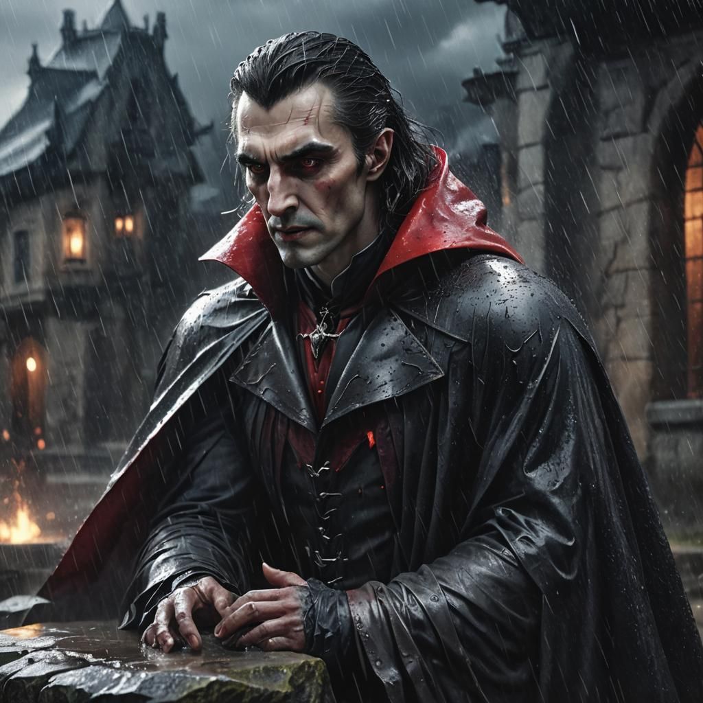 Dracula in Storm: Digital Watercolor Art