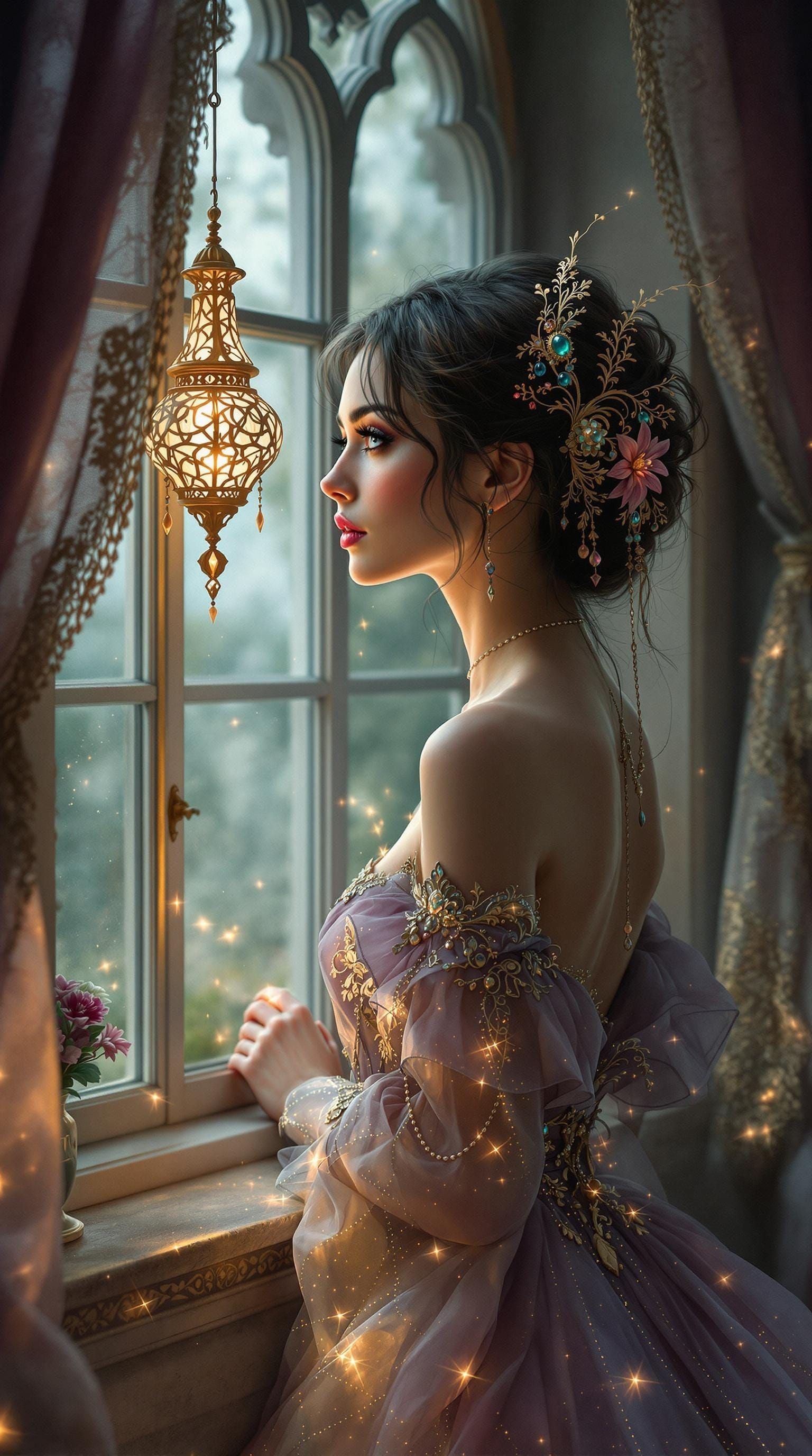 Mystical Whispers in Lila Dreamscapes