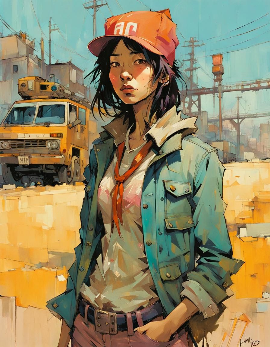 Portrait by McQue, Sienkiewicz, and Hirano Inspired AI