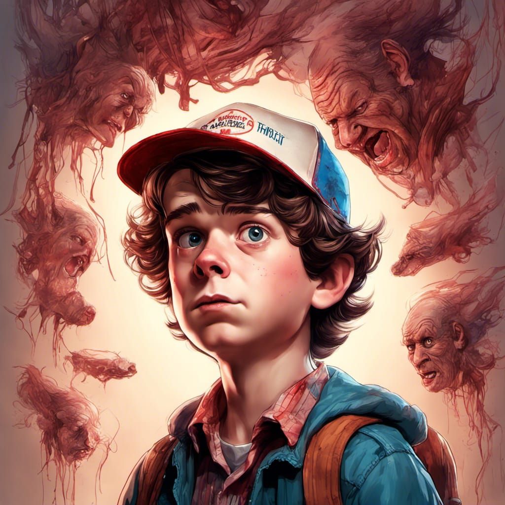 Carl from Up in Stranger Things Upside Down