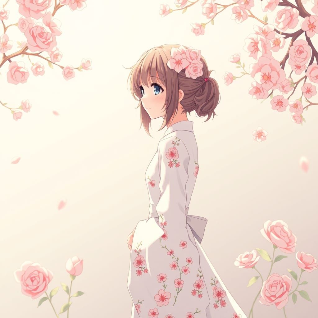 Anime Girl in White Dress, Makoto Shinkai Style