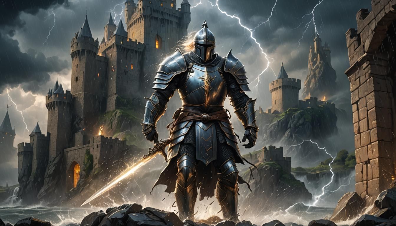 Knight in Storm, Epic Fantasy Concept Art