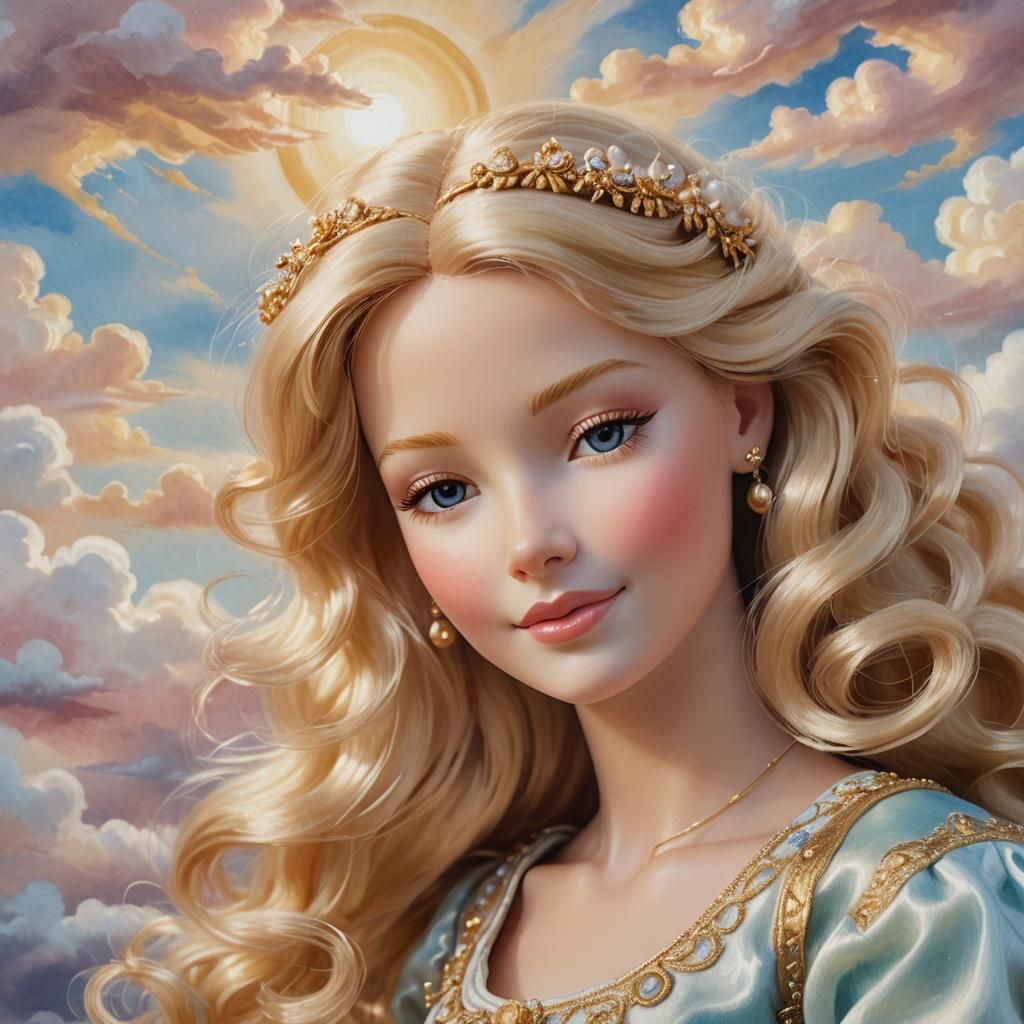 Barbie in Heaven: A Pre-Raphaelite Oil Painting