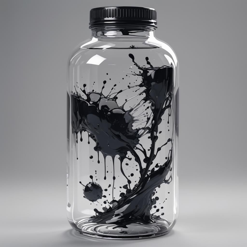 Ink Drink in Clear Bottle: 3D Anime Art