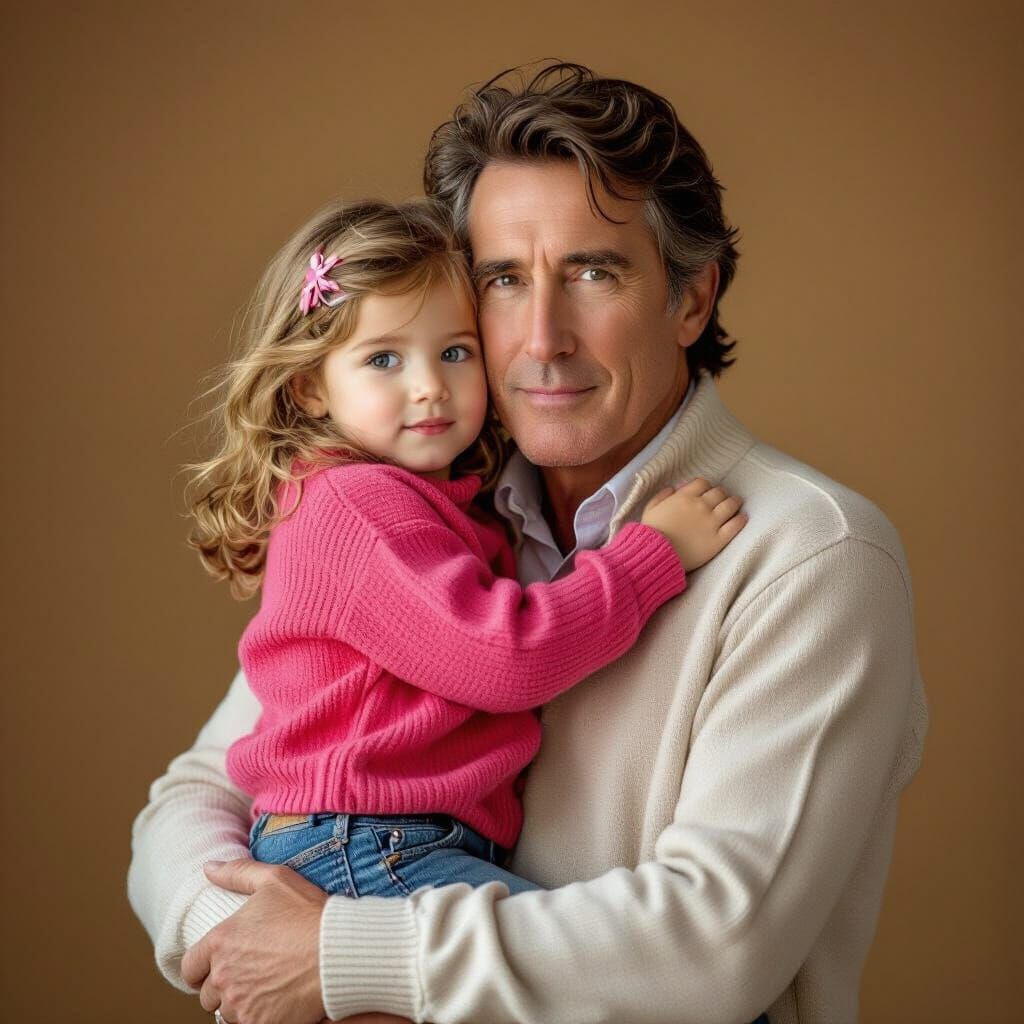 Intimate Portrait of Bryan Ferry and Daughter