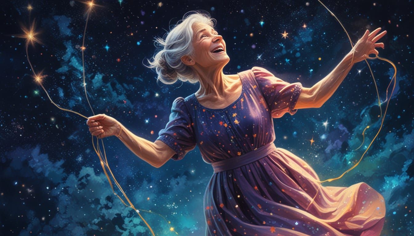 Star Rope: A Celestial Oil Painting of Joy