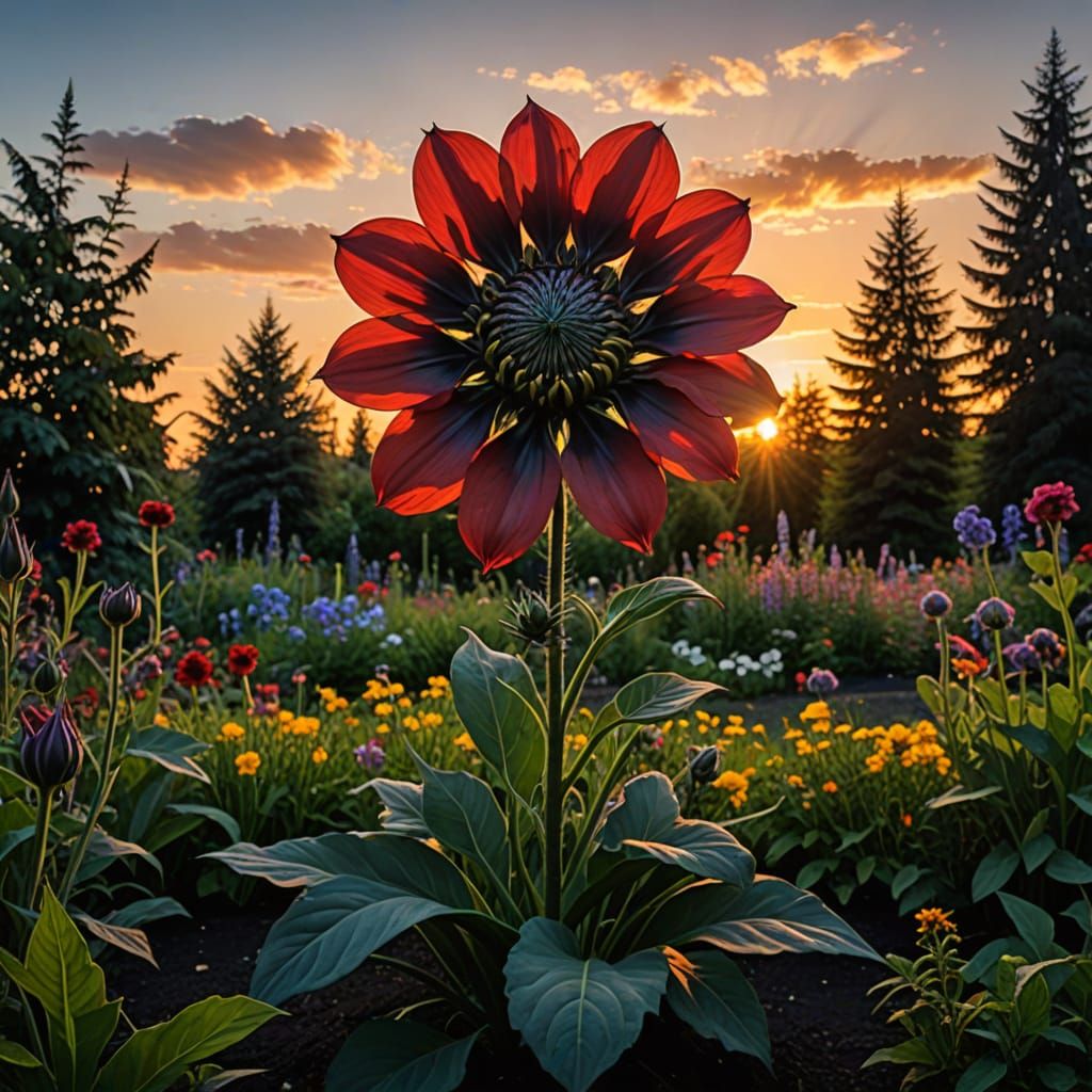 Giant Menacing Flower at Hel Sunset