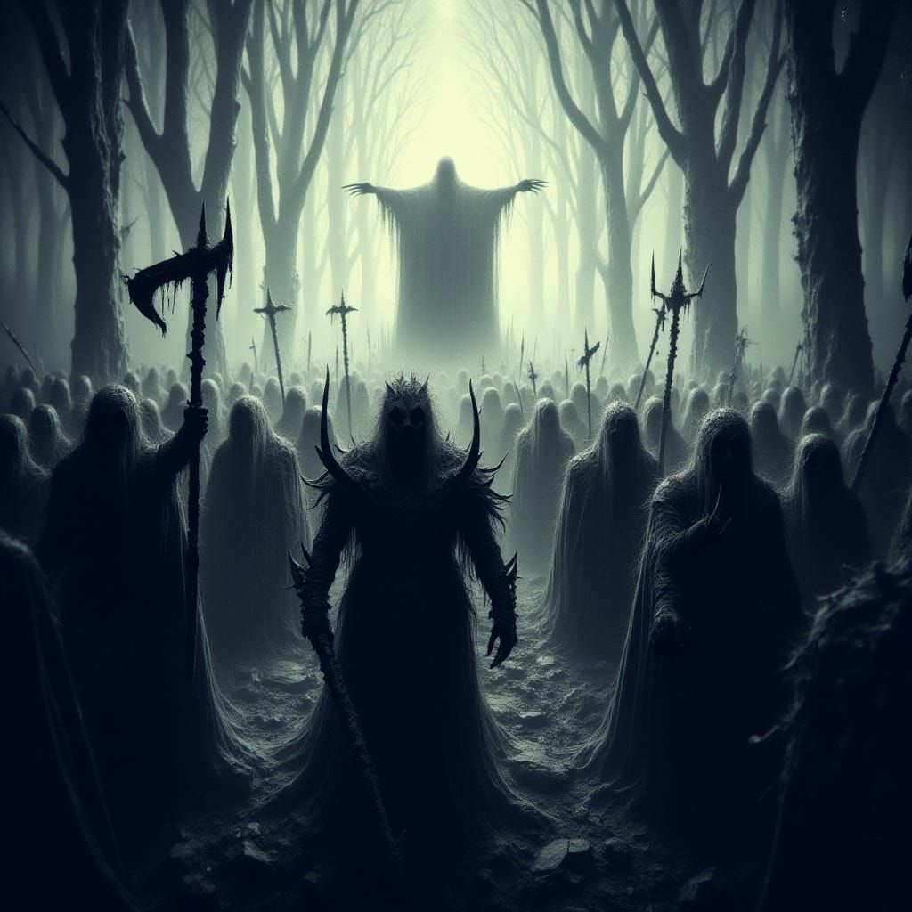 Epic Battle: Orcs, Goblins, and Wizard in Light