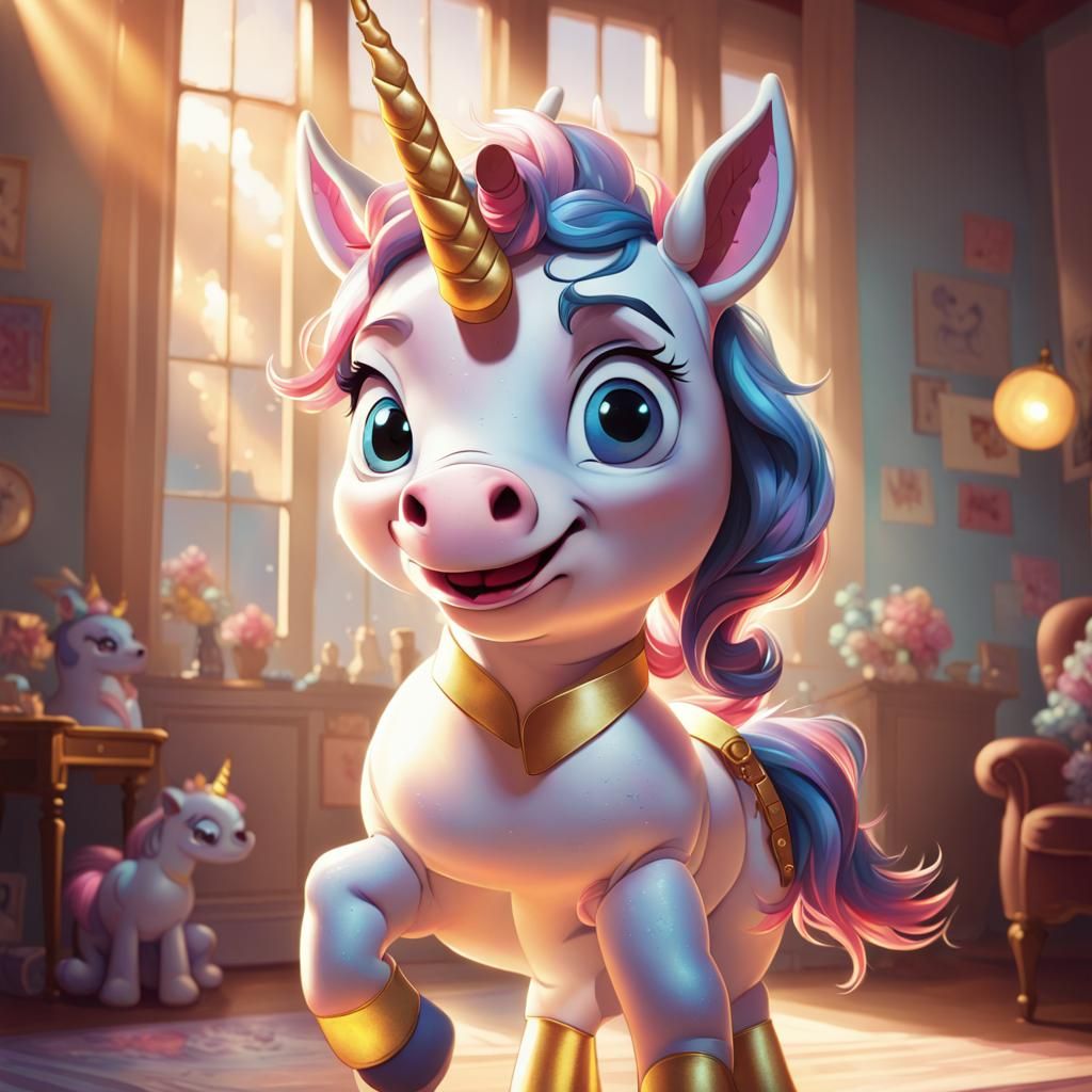 Stitch as Unicorn in Costume: Cartoon Splash Art