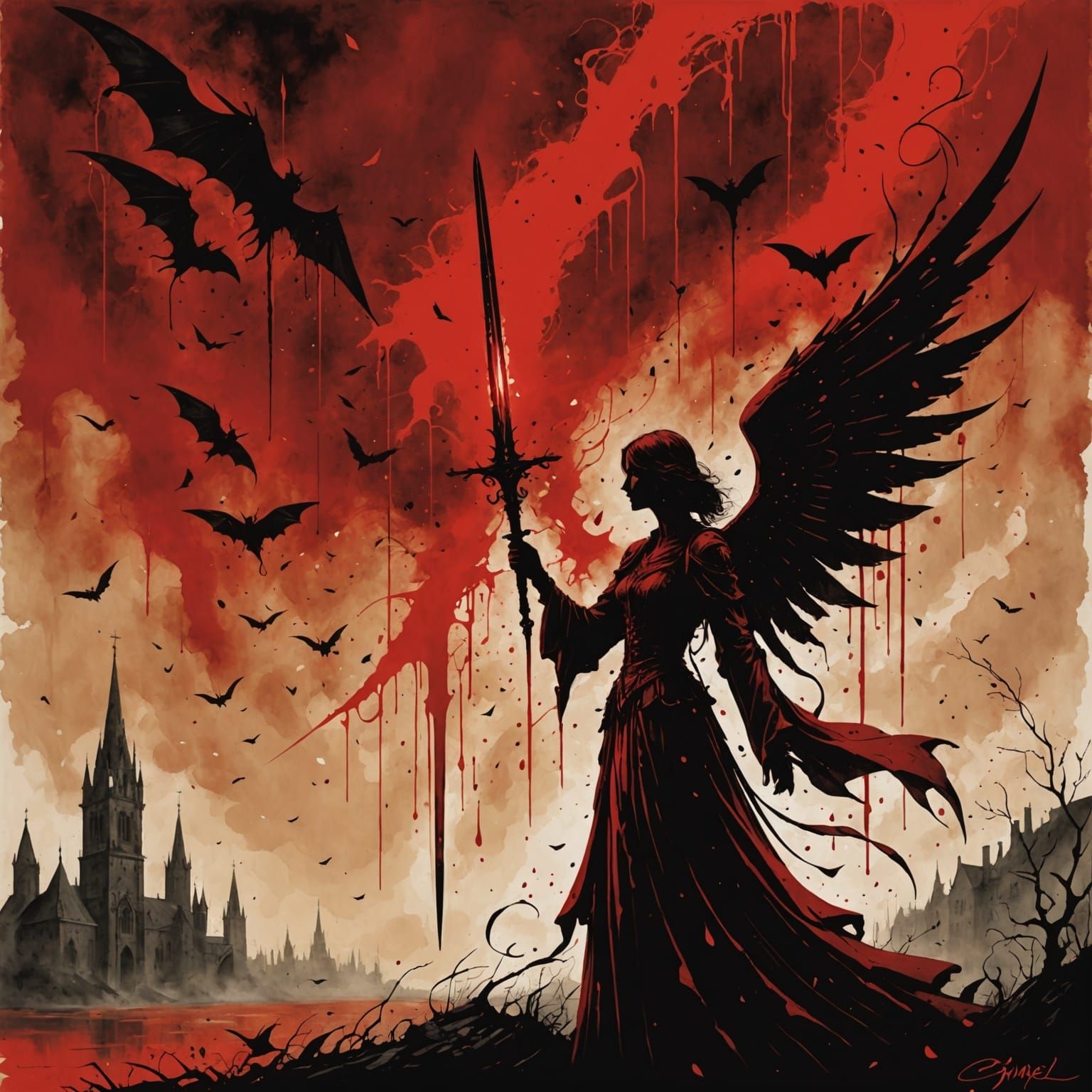 Blood Angel: A Surreal Expressionist Masterpiece