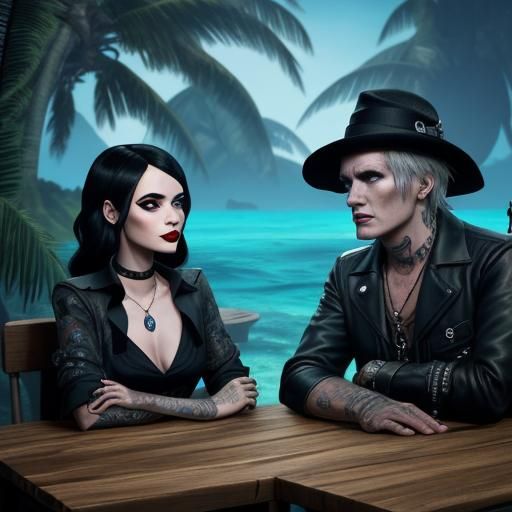 Goth Model in Gilligan's Island Coffee Shop