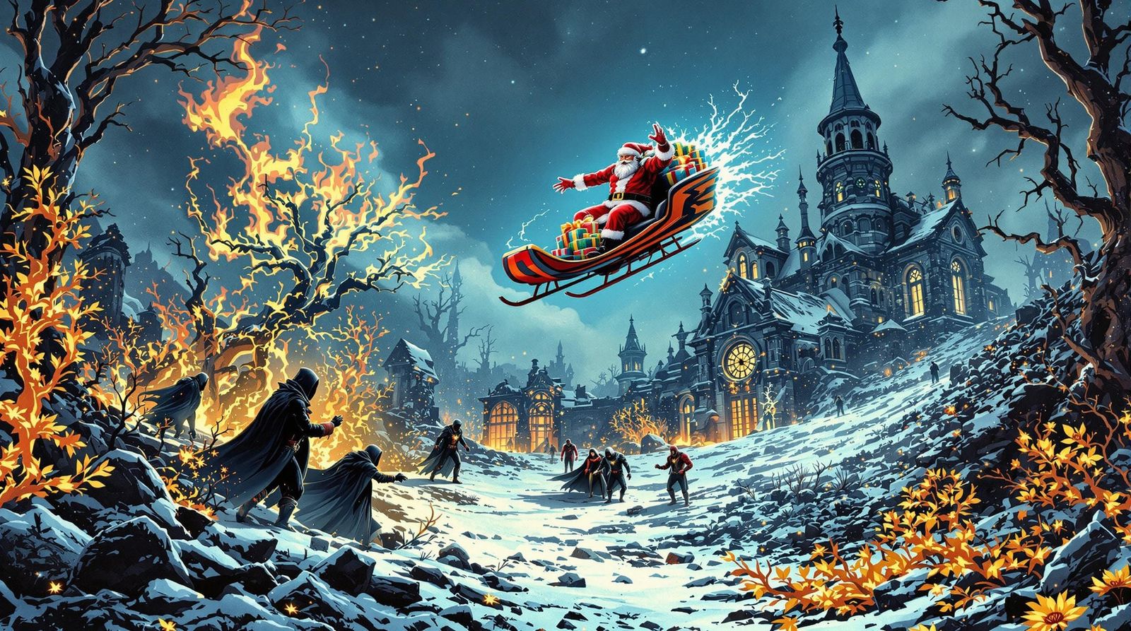 Heroic Santa Delivers Gifts in a Post-Apocalyptic World