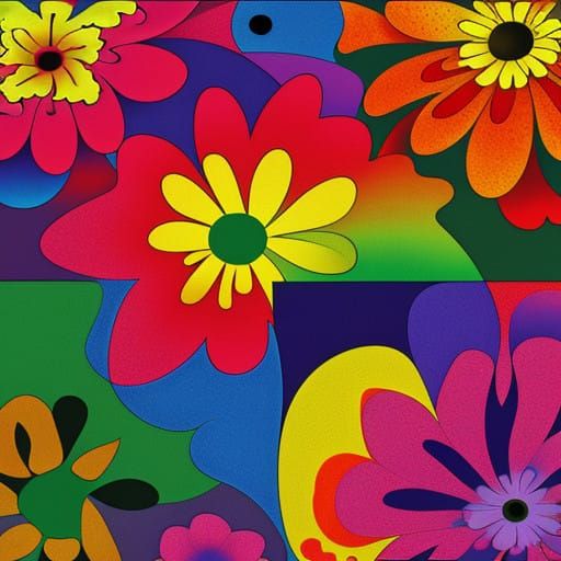 Colorful Flowers. Bright Colors. Abstract Flowers. Bright Fl...