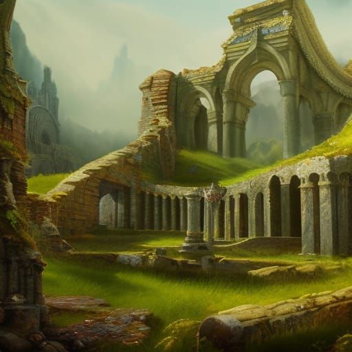 Ancient Druid Ruins Matte Painting