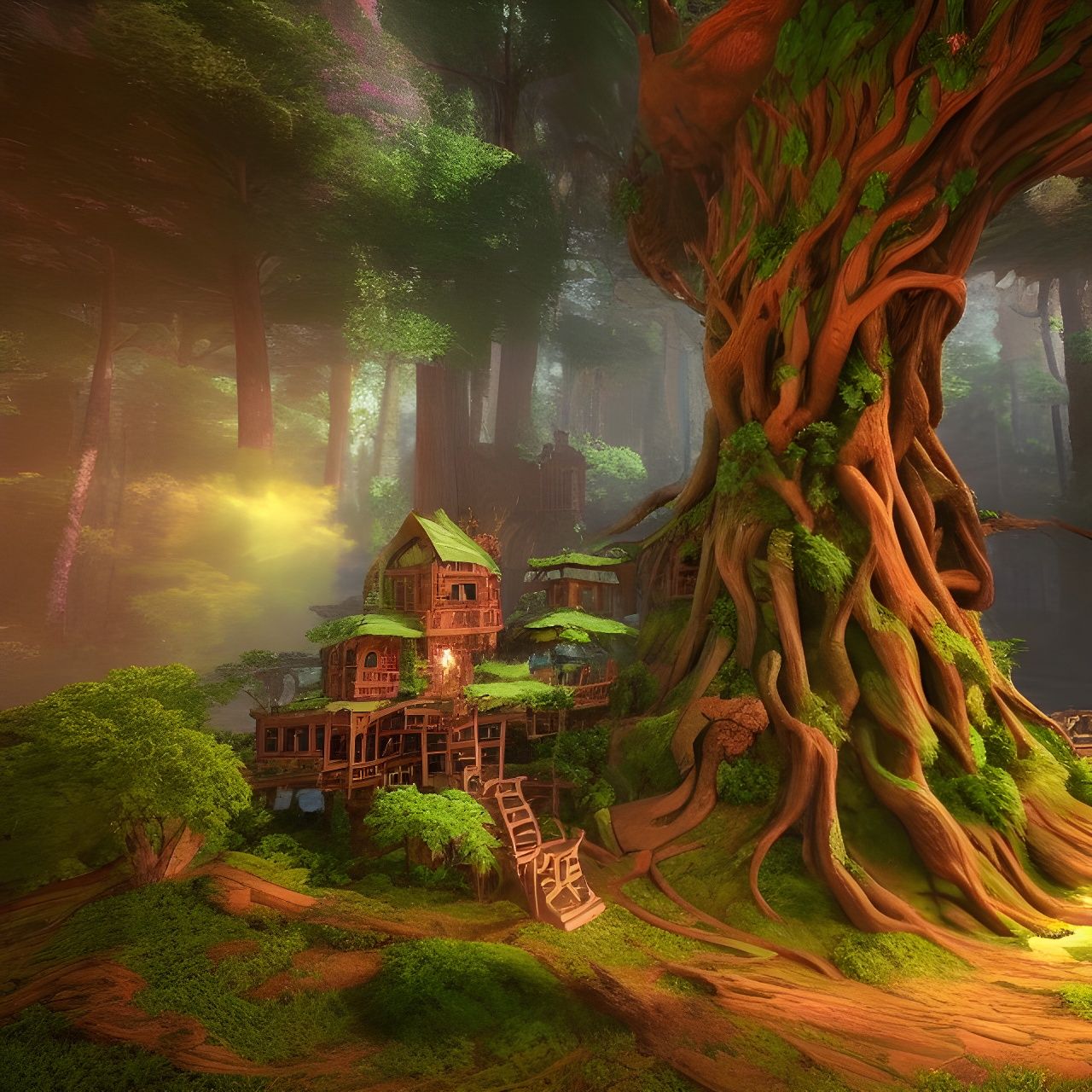 Elven home near an astonishing tree!