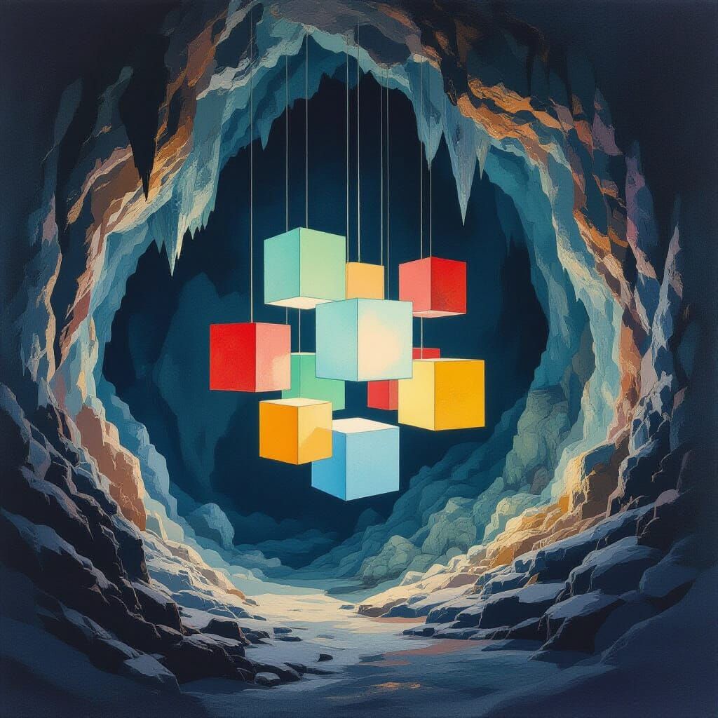 Minimalist Art Installation in Subterranean Cavern