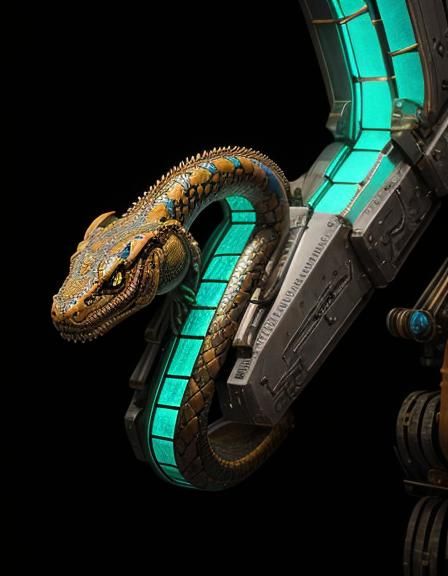 Steampunk Mechanical Snake in Cinematic Environment