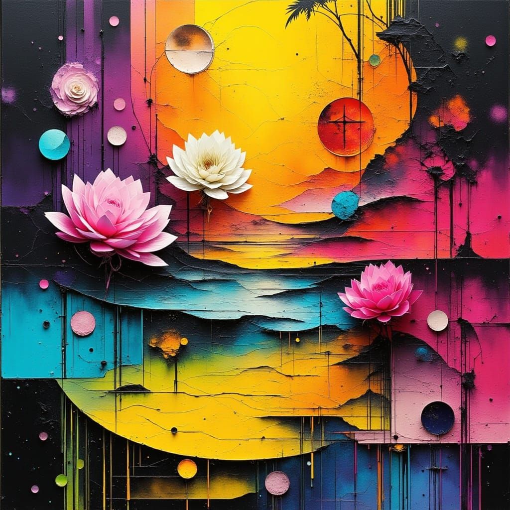 Surreal Mixed Media Art with Gemstones and Ethereal Light