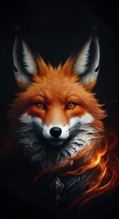 Fox Emerging from Smoky Vortex in Dark Fantasy Art