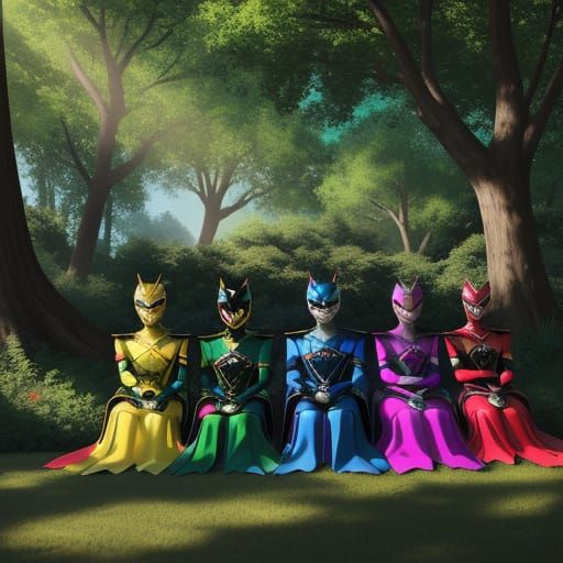 Power Rangers Red Ranger, Black Ranger, Blue ranger, Green r...