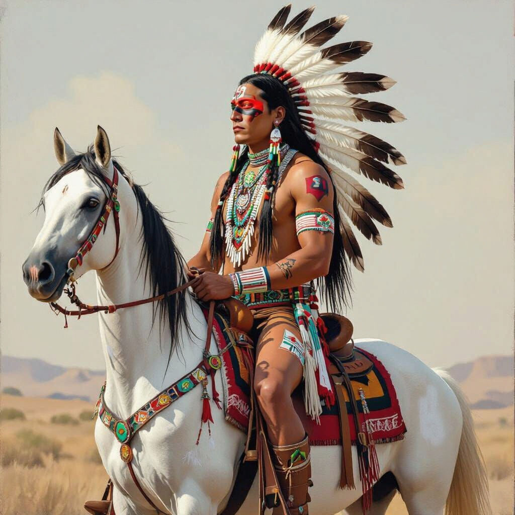 Native American Warrior on Stallion