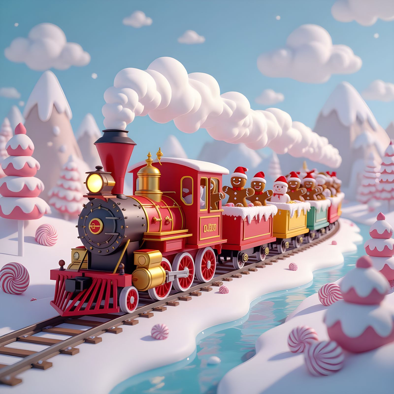 Candy Land Train in Cartoon Style