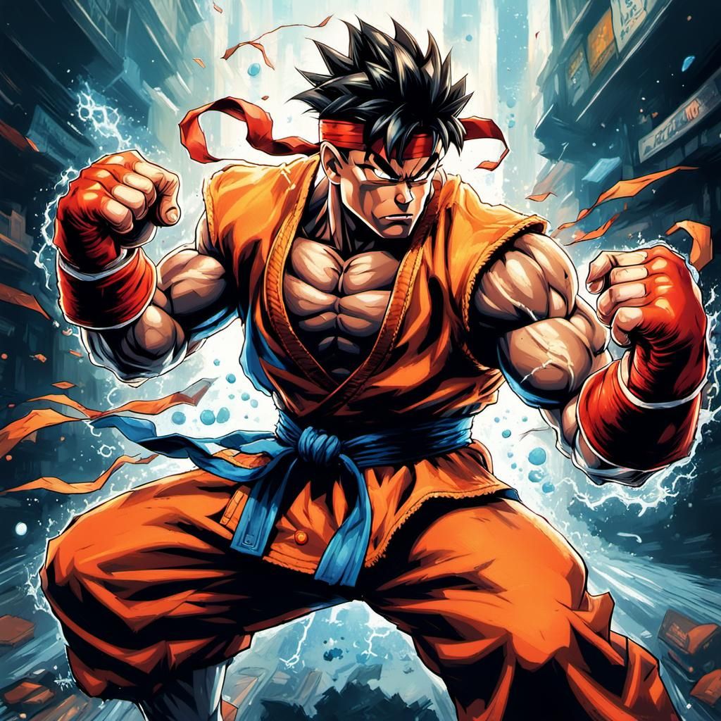 Goku in Street Fighter Universe: Comic Book Art