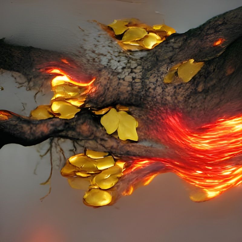 the tree of evolution being burned from the evil but the goo...
