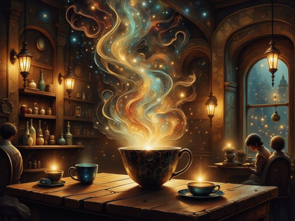 Living Coffee Mugs in a Magical Cafe