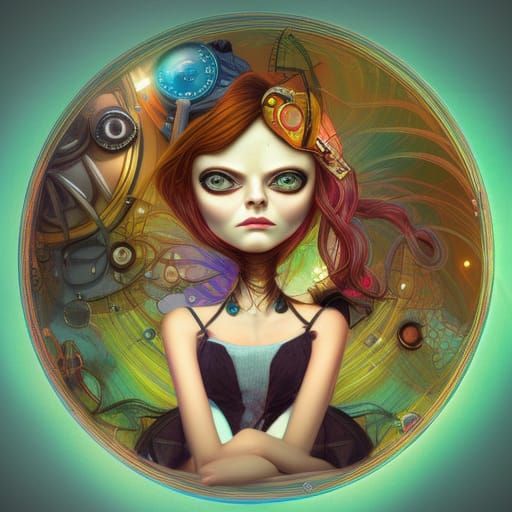 Enchanting Steampunk Woman with Big Eyes