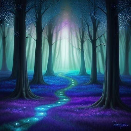 Whimsical Forest Scene in Vibrant Style