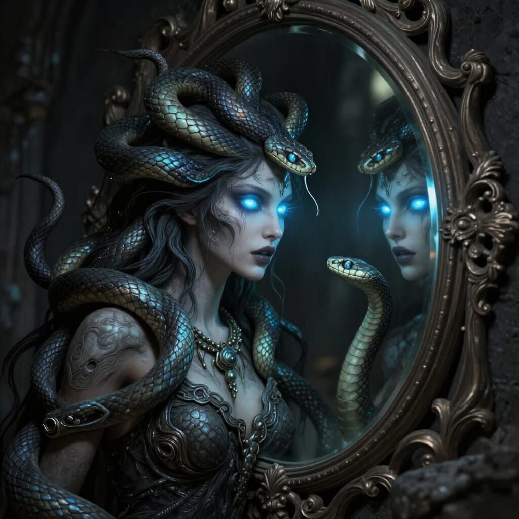 Medusa Petrification: Ethereal Blue Eyes Transform Serpent H...