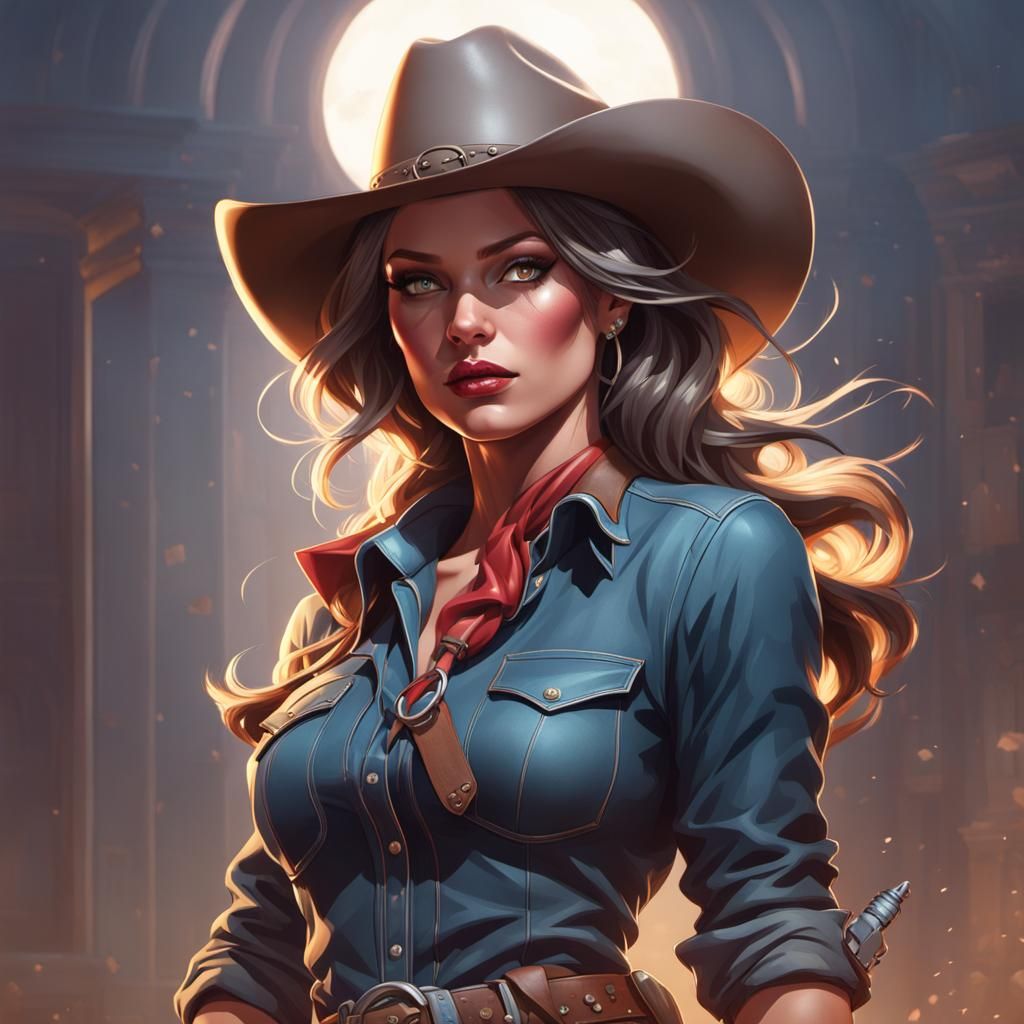 Cowgirl Pinup in Dynamic Lighting