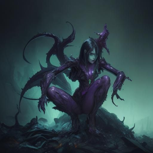 Shego as Xenomorph in Dark Fantasy Style