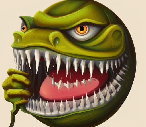 Gothic Horror Emoji with Sharp Teeth Digital Art