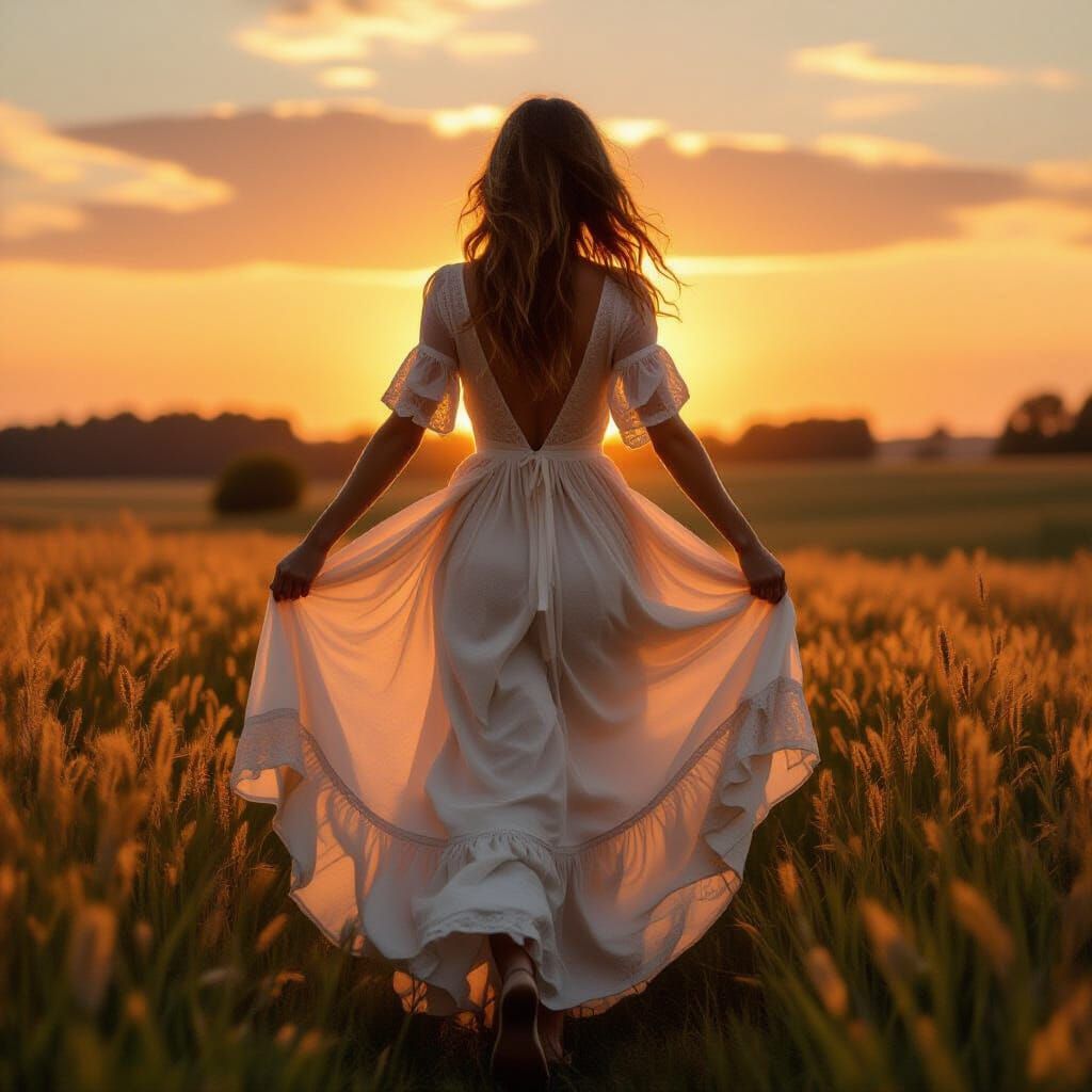 Woman Dancing Wildly in Renaissance Forest