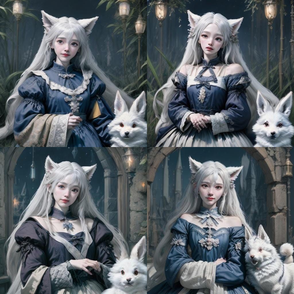 Medieval Anthro Wolf and Rabbit in Anime Style