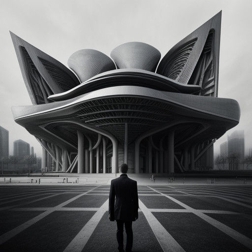 Architect Contemplates Futuristic Metropolis