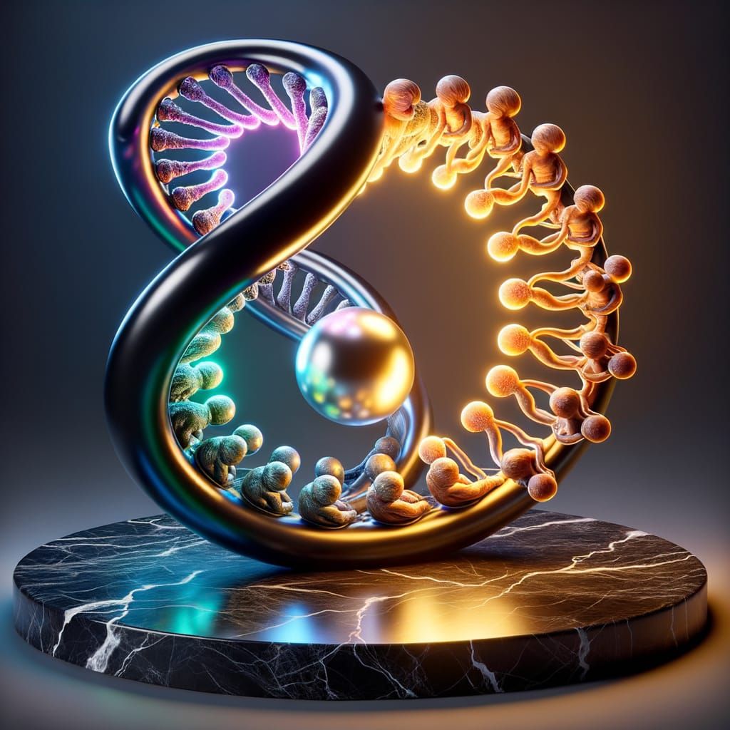 Quantum Sculpture: Cycle of Being in 3D Render