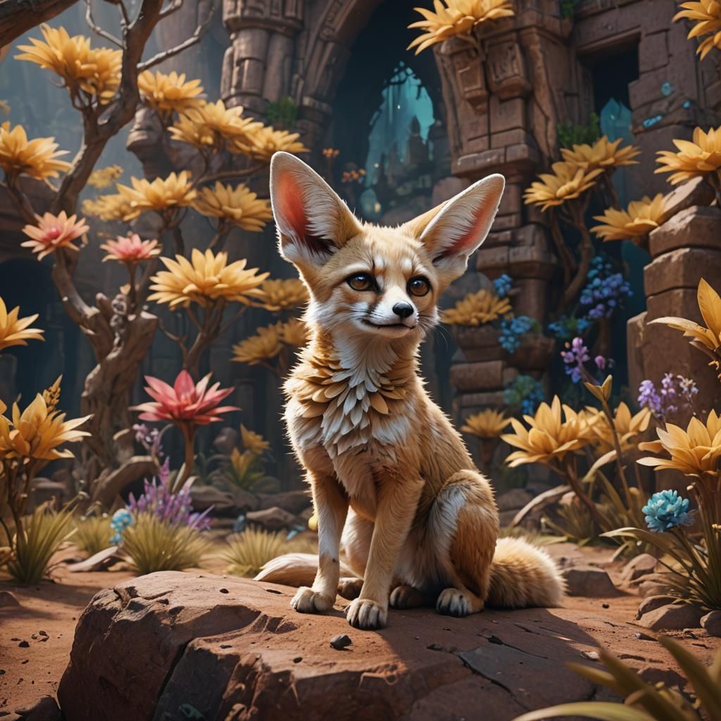 Fantastical Fennec Fox in Detailed Matte Painting