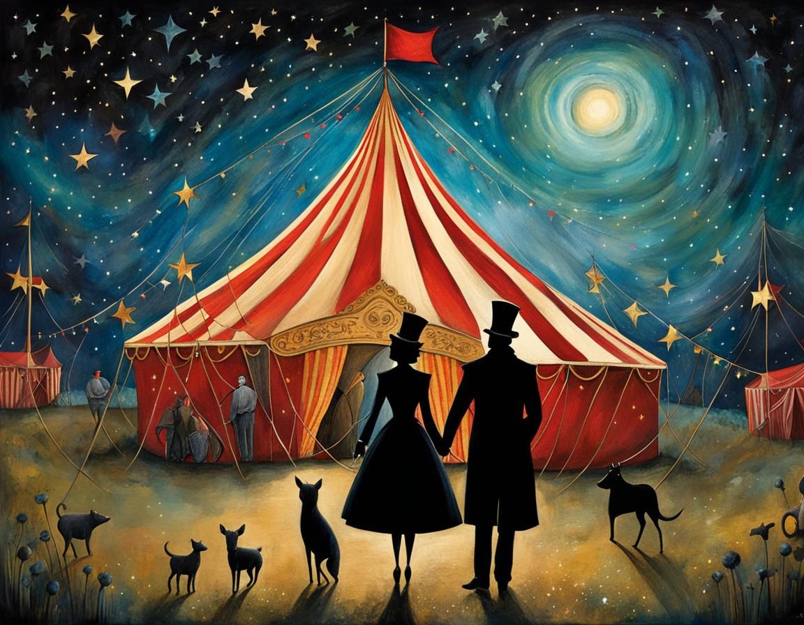 Love at the Circus: Whimsical Surreal Illustration