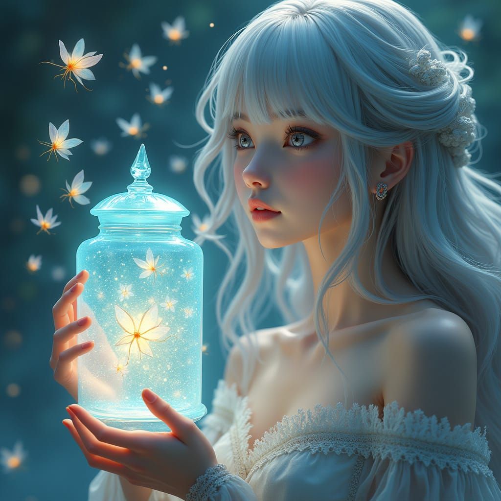 Ethereal Fantasy Goddess in Crystal Jar