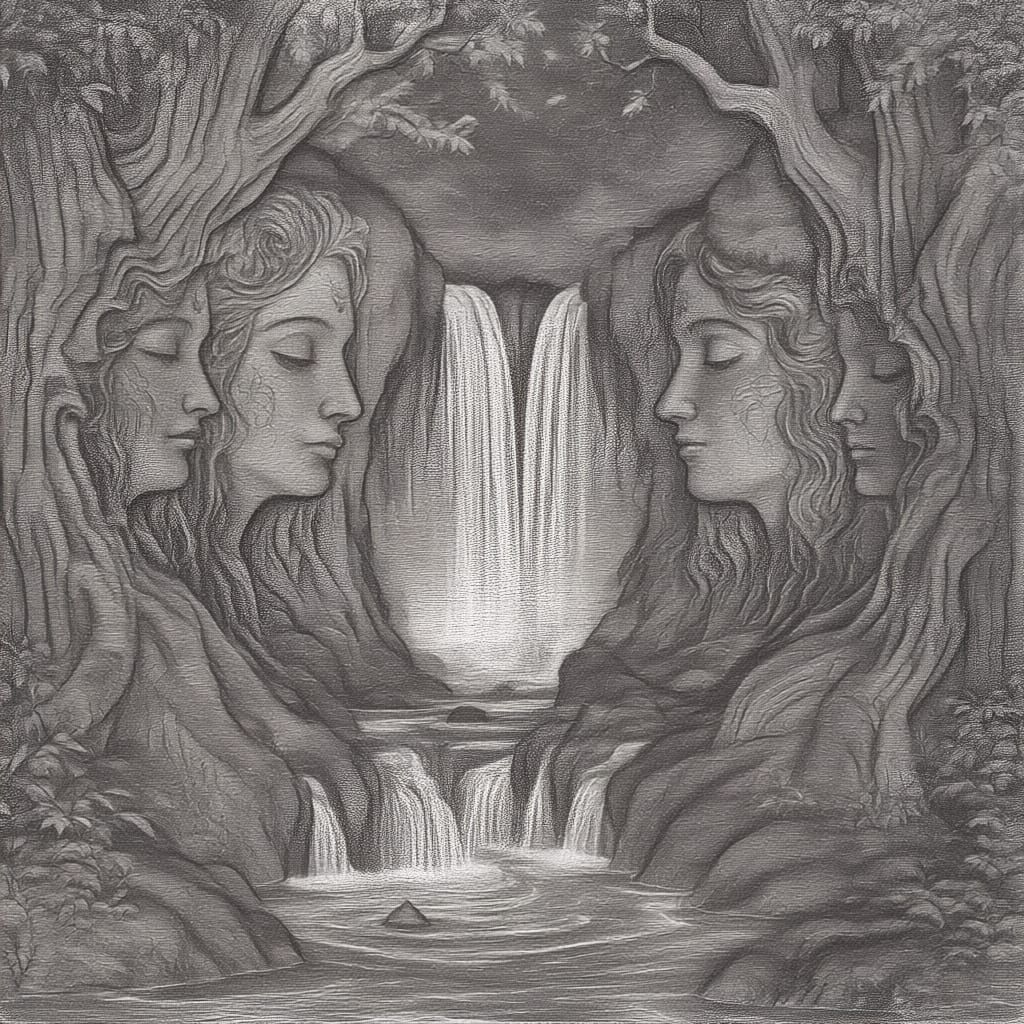 Psychedelic Forest Waterfall for Laser Engraving