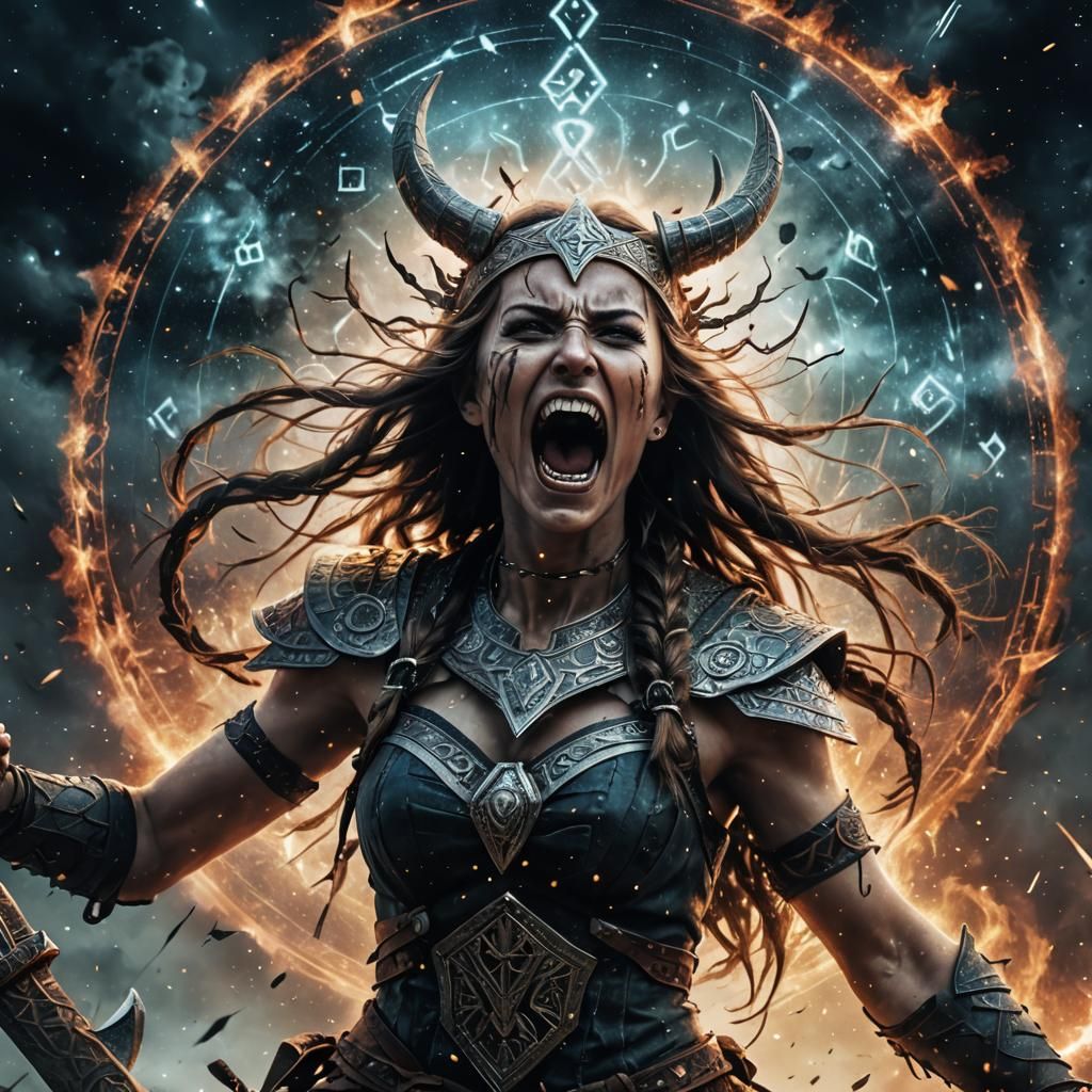 Runic Warrior Princess Screaming into the Void