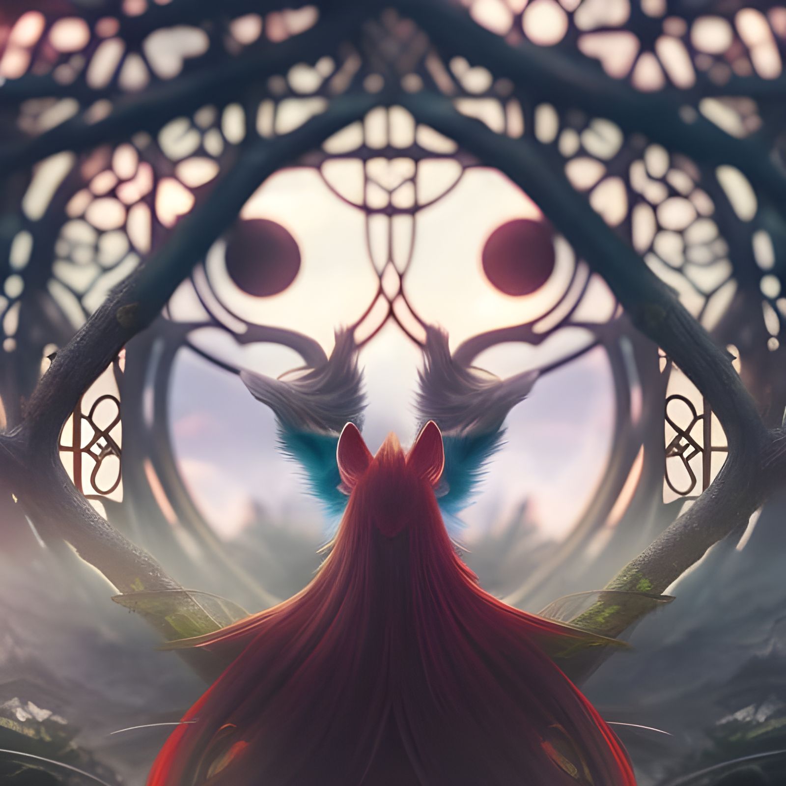 Androgynous Fox Deity Portrait in Anime Style